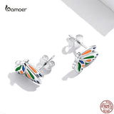 Colorful Butterfly Ear Studs 925 Silver Piercing Earrings