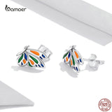 Colorful Butterfly Ear Studs 925 Silver Piercing Earrings