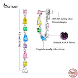 925 Silver Tassel Earrings with Colored Zircon Studs
