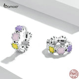 Colorful 4-Leaf Clover Earrings 925 Sterling Silver Rainbow Casual Jewelry