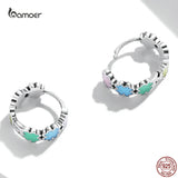 Colorful 4-Leaf Clover Earrings 925 Sterling Silver Rainbow Casual Jewelry
