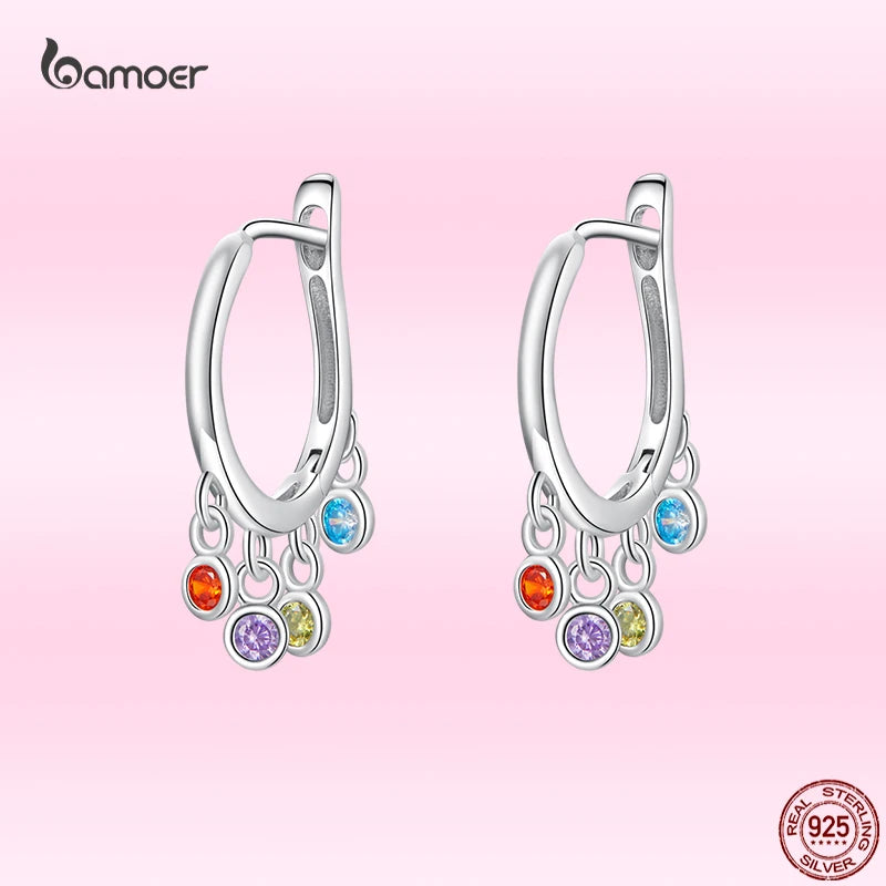 Colorful Rattle Earrings 925 Silver Zircon Jewelry Gift
