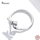 Dragonfly & Love Ring 925 Sterling Silver Vintage Jewelry