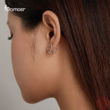 Double Heart Earrings 925 Sterling Silver Piercing Earrings