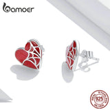 Heart Shaped Stud Earrings 925 Sterling Silver Wedding Jewelry
