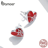 Heart Shaped Stud Earrings 925 Sterling Silver Wedding Jewelry