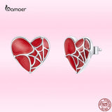 Heart Shaped Stud Earrings 925 Sterling Silver Wedding Jewelry