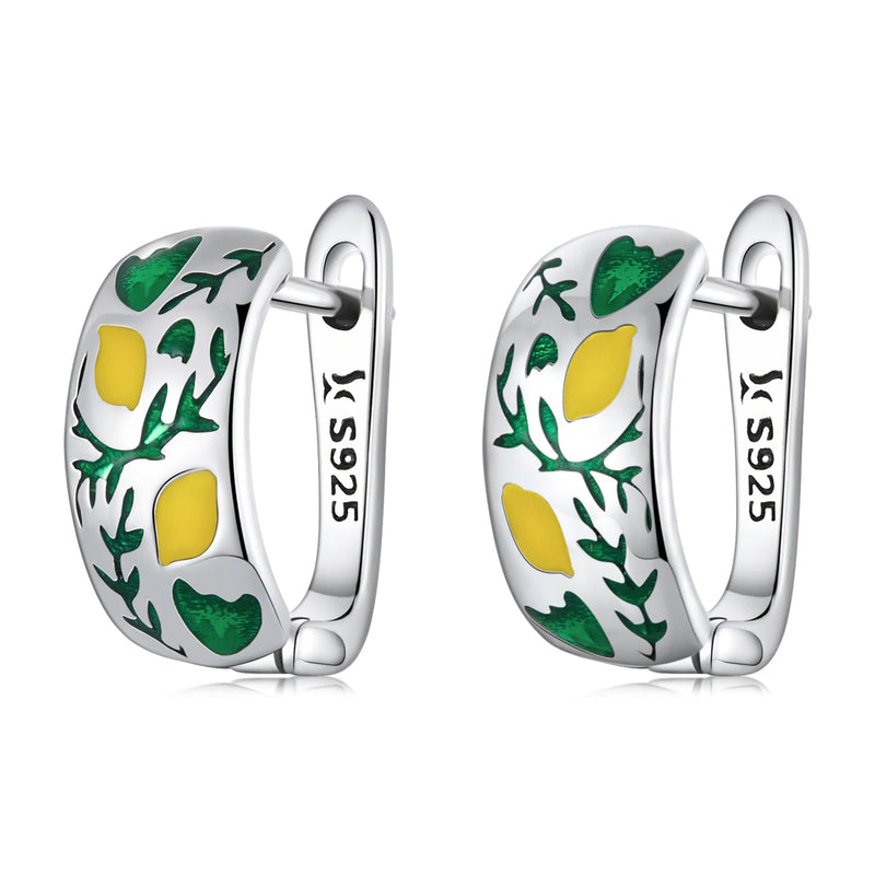 925 Silver Lemon & Leaf Earrings for Women Party Wedding