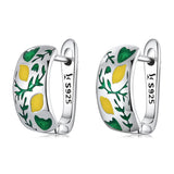 925 Silver Lemon & Leaf Earrings for Women Party Wedding