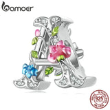 925 Silver Flower Vine A Charms Zircon Pendant Fine Jewelry