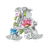 925 Silver Flower Vine A Charms Zircon Pendant Fine Jewelry