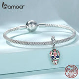 Flower Skull Charms 925 Sterling Silver Pendant Women DIY Jewelry