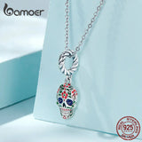 Flower Skull Charms 925 Sterling Silver Pendant Women DIY Jewelry