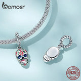Flower Skull Charms 925 Sterling Silver Pendant Women DIY Jewelry