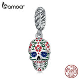 Flower Skull Charms 925 Sterling Silver Pendant Women DIY Jewelry