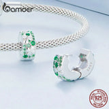 Sterling Silver Four-Leaf Clover Charm CZ Pendant for Bracelet