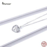 925 Silver Clear CZ Tree of Life Heart Pendant Necklace for Women