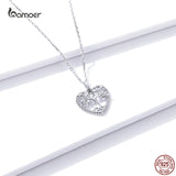 925 Silver Clear CZ Tree of Life Heart Pendant Necklace for Women