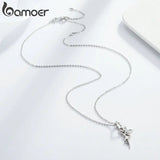 925 Silver Flower Fairy Pendant Chain Necklace Women Birthday Gift Jewelry