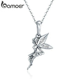 925 Silver Flower Fairy Pendant Chain Necklace Women Birthday Gift Jewelry