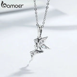 925 Silver Flower Fairy Pendant Chain Necklace Women Birthday Gift Jewelry