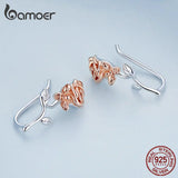 925 Sterling Silver 3D Rose Stud Earrings Wedding Party Gift