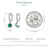 925 Silver Asymmetric Sun&Moon Hoop Earring Zircon Drop Earring