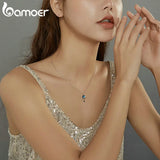 925 Silver Moon & Cat Pendant Necklace Star Chain for Women
