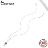 925 Silver Moon & Cat Pendant Necklace Star Chain for Women