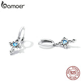 925 Silver Vintage Cross Drop Pendant Ear Buckles