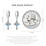 925 Silver Vintage Cross Drop Pendant Ear Buckles