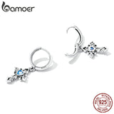 925 Silver Vintage Cross Drop Pendant Ear Buckles