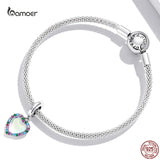 925 Silver Colorful Heart Pendant Charms for Bracelet Necklace Bangle