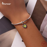 925 Silver Colorful Heart Pendant Charms for Bracelet Necklace Bangle