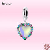 925 Silver Colorful Heart Pendant Charms for Bracelet Necklace Bangle