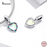 925 Silver Colorful Heart Pendant Charms for Bracelet Necklace Bangle