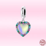 925 Silver Colorful Heart Pendant Charms for Bracelet Necklace Bangle