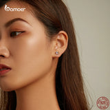 925 Silver Colorful Zircon Paw Ear Studs Earrings Animal Studs