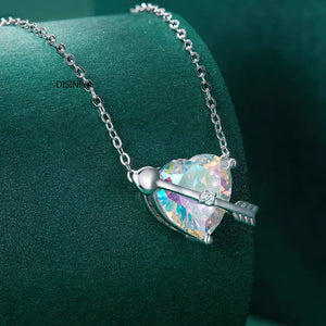 925 Silver Cupid Arrow Pendant Necklace Bling Heart Chain BSN255