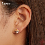 925 Silver Mushroom Stud Earrings for Women