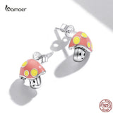 925 Silver Mushroom Stud Earrings for Women