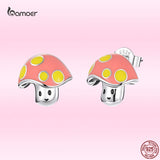 925 Silver Mushroom Stud Earrings for Women