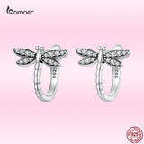 925 Silver Dragonfly Ear Buckle Earring Women Fine Jewelry