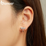 925 Silver Dragonfly Ear Buckle Earring Women Fine Jewelry