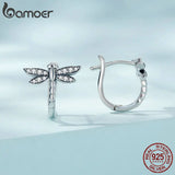 925 Silver Dragonfly Ear Buckle Earring Women Fine Jewelry