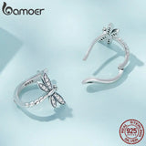 925 Silver Dragonfly Ear Buckle Earring Women Fine Jewelry