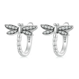 925 Silver Dragonfly Ear Buckle Earring Women Fine Jewelry
