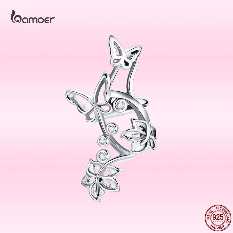 925 Silver Butterfly Vine Mono-Ear Clip for Women