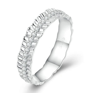 925 Silver Zircon Wedding Ring for Women Girl Anniversary Party