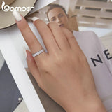 925 Silver Zircon Wedding Ring for Women Girl Anniversary Party